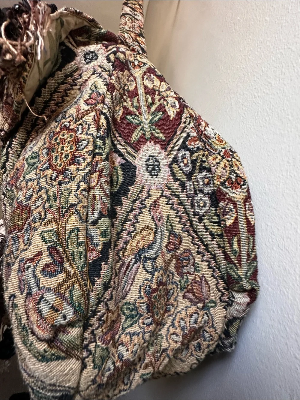 Vintage/Handcrafted Tapestry Shoulder Bag-Made with R.E Thibaut Designer Textile